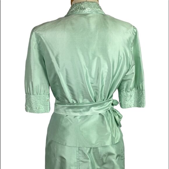 Vintage Marisa Baratelli Thai Silk Beaded Wrap Blouse Maxi Skirt Set Mint Size 6 - Picture 3 of 15